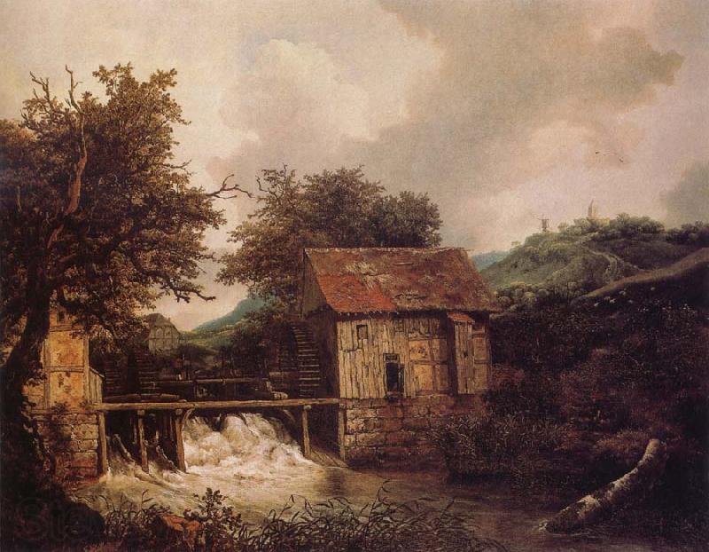 Jacob van Ruisdael Two Watermills and an open Sluice near Singraven Spain oil painting art